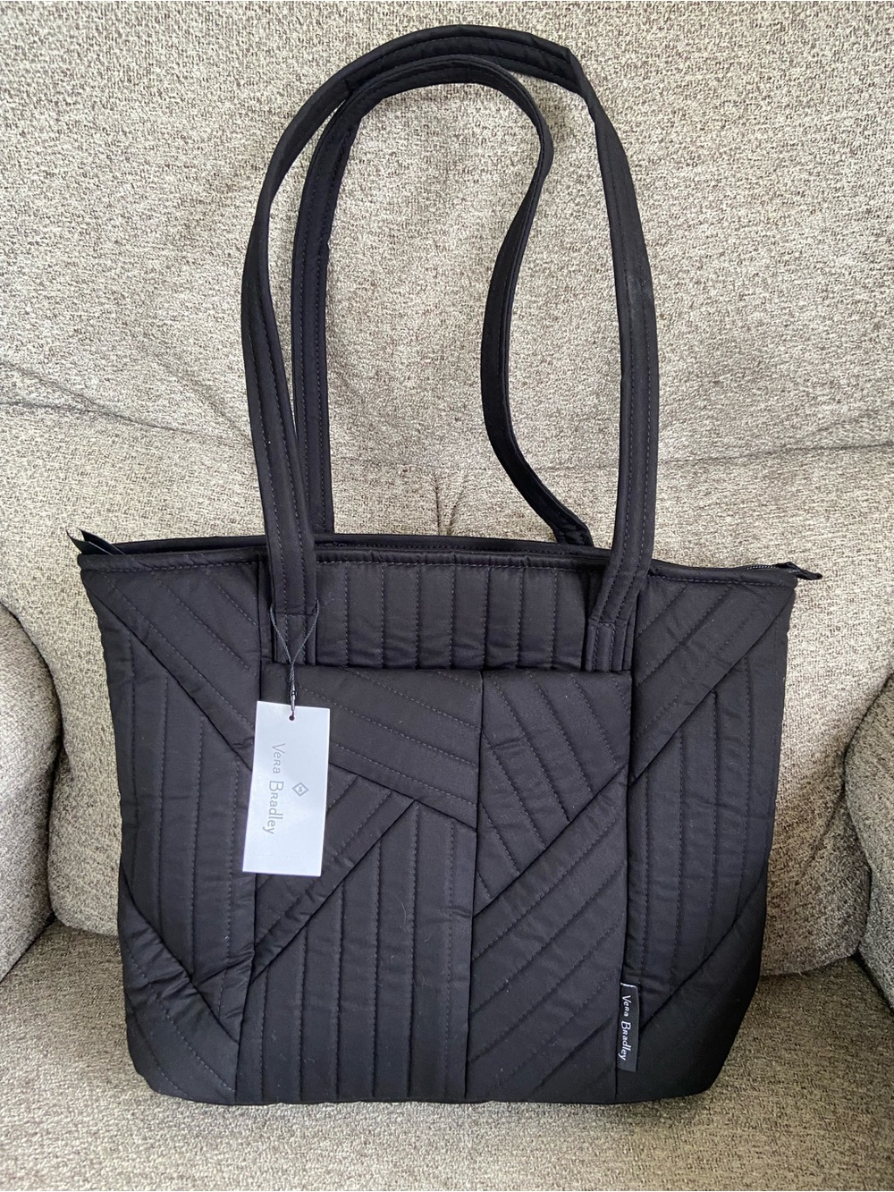 Vera Bradley Black Quilted Shoulder Tote